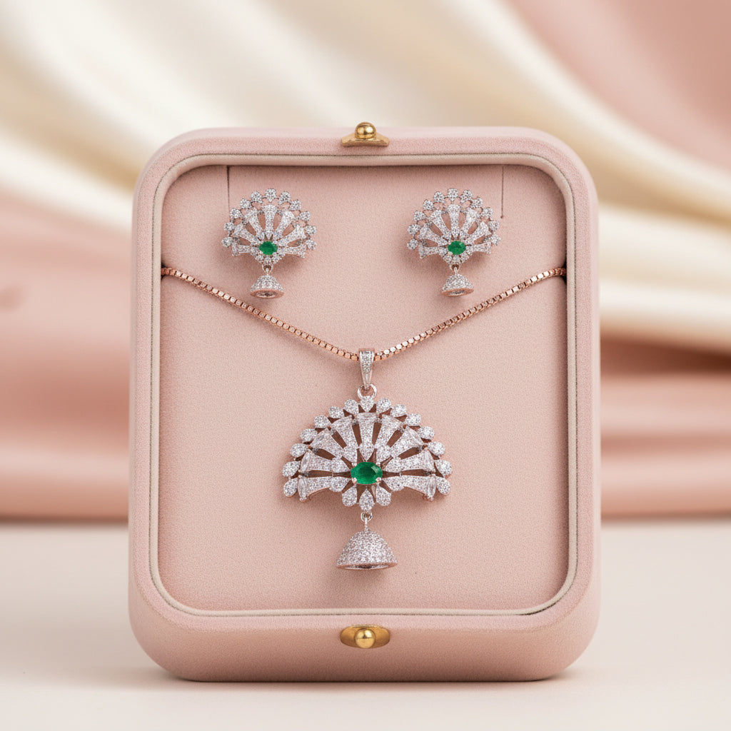 Peacock Fan Jhumka Set