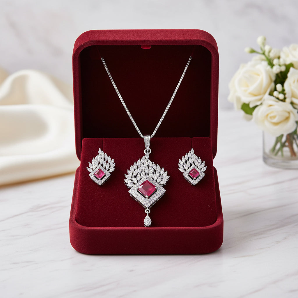 Royal Ruby Crest Pendant Set