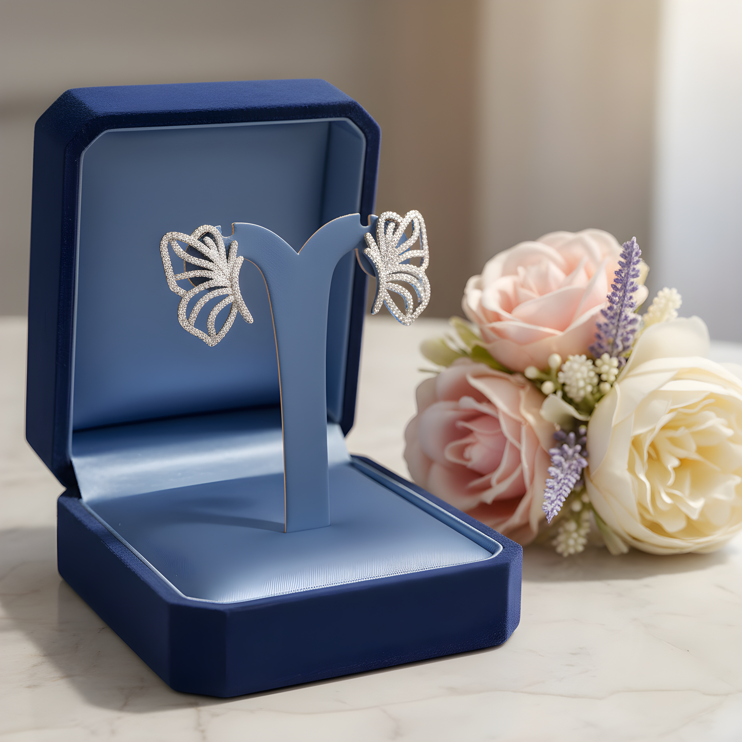 Silver Flutter Elegance Stud Earrings