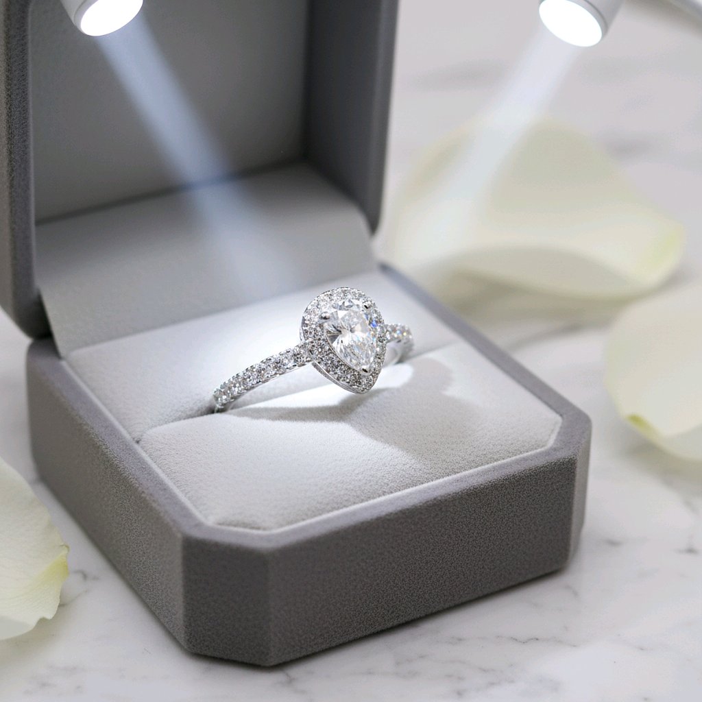 Graceful Teardrop Promise Silver Ring