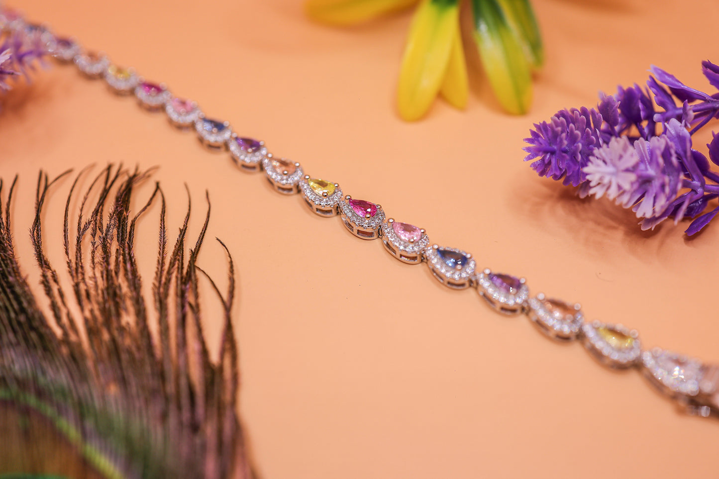 Rainbow Aura Teardrop Bracelet