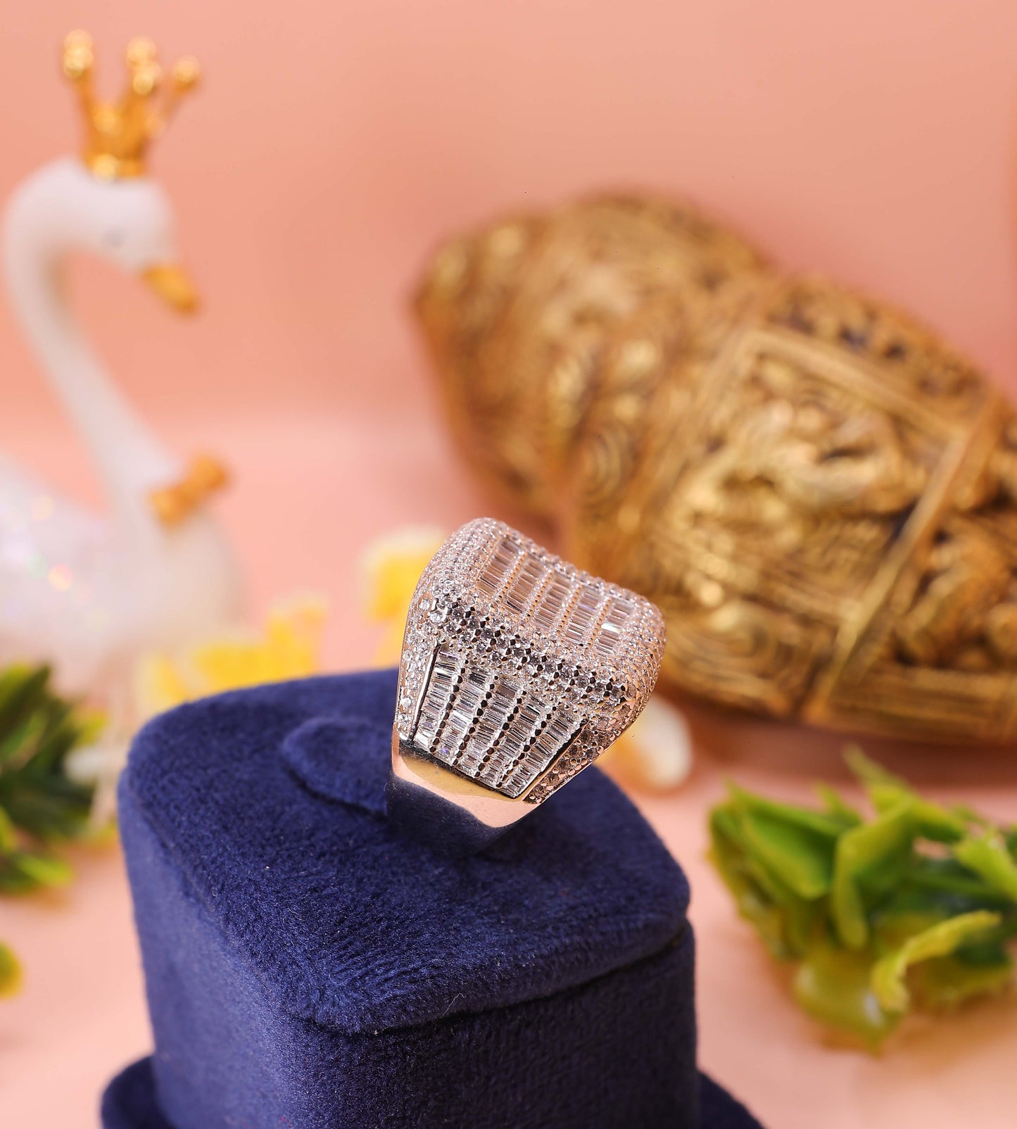 Royal Grid Baguette Diamond Statement Ring