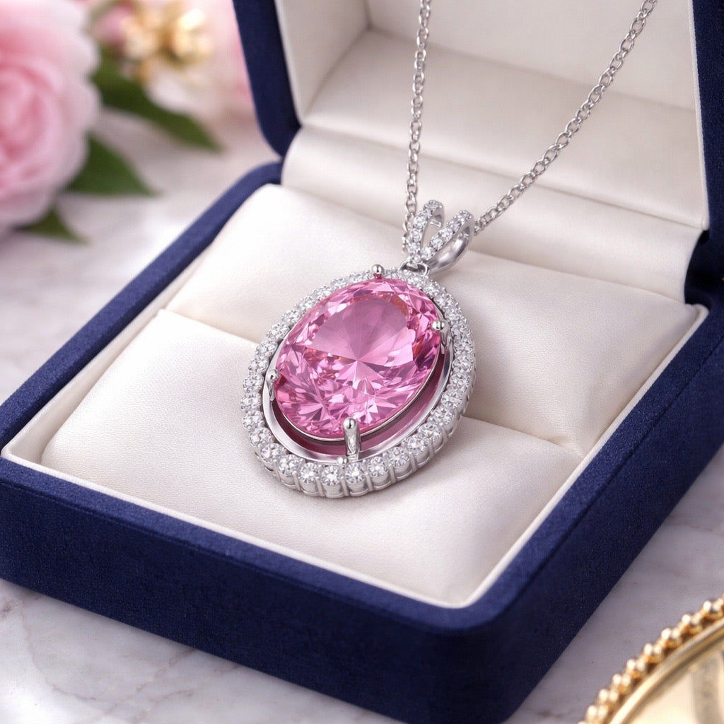 Rose Aura Halo Silver Pendant