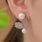 Floral Pearl Vine Earrings – Elegant Silver Finish Design
