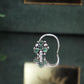 Emerald Bloom Silver Nose Pin