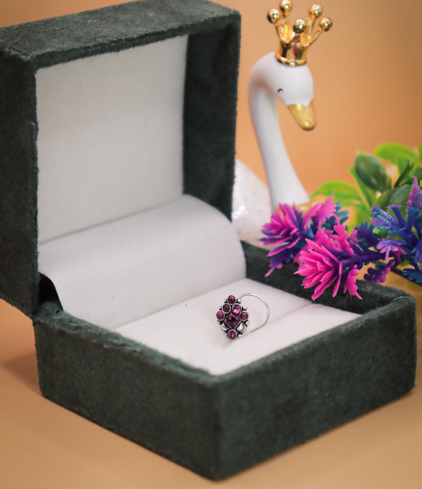 Royal Bloom Silver Nose Pin