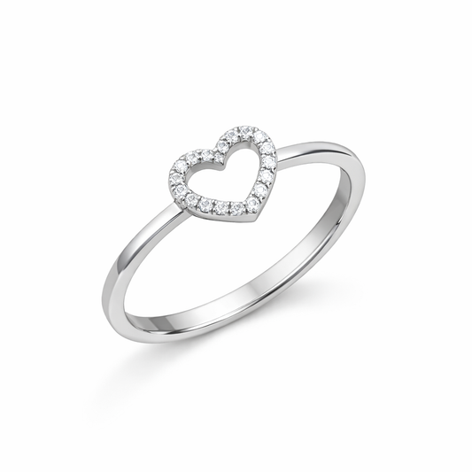 Open Heart Sparkle Silver Ring