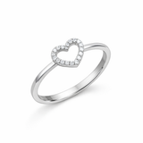 Open Heart Sparkle Silver Ring