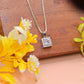 Elegant Square-Cut 925 Silver Pendant with Sparkling Stones
