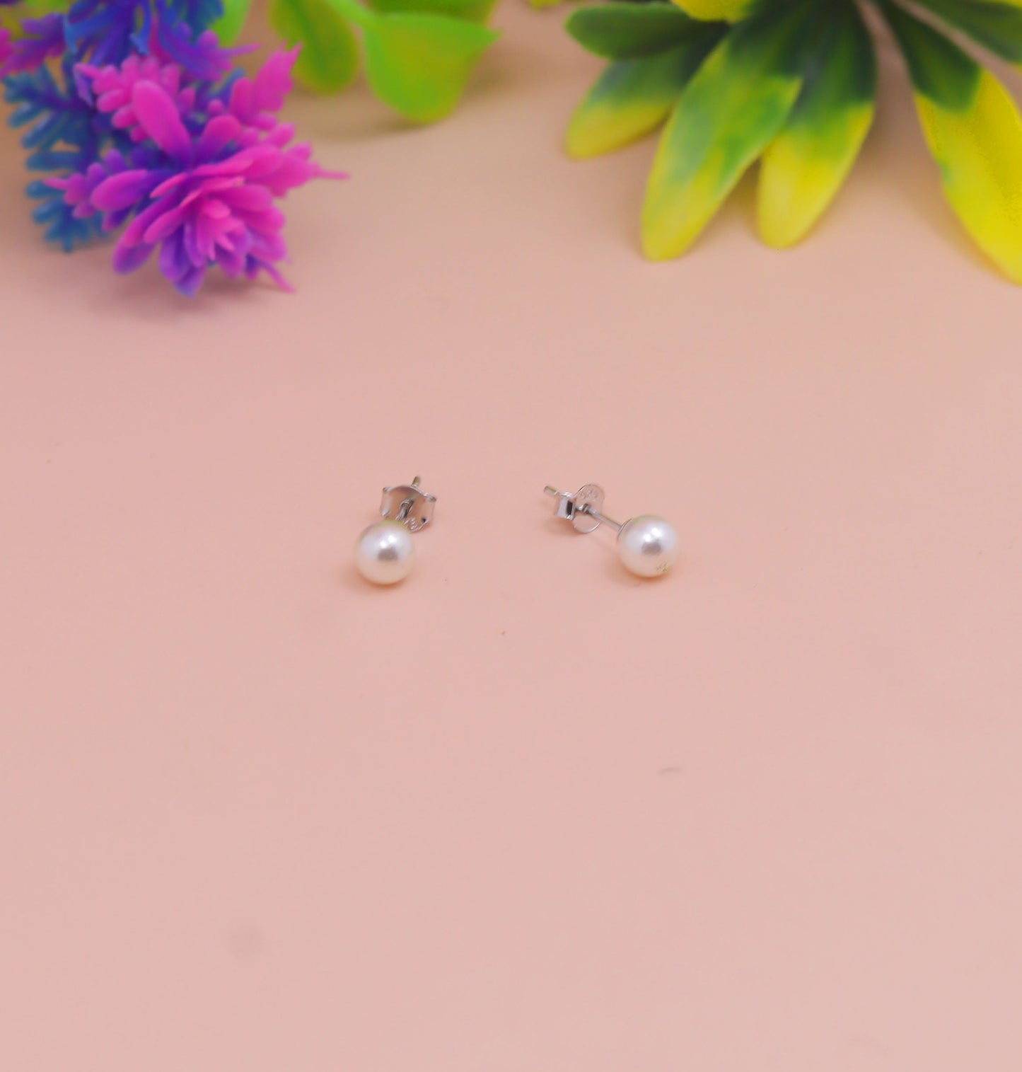 Classic Pearl Silver Stud Earrings