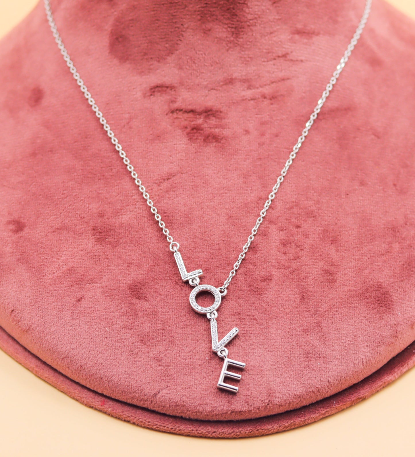 Elegant LOVE Silver Letter Pendant Chain