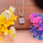 Elegant Square-Cut 925 Silver Pendant with Sparkling Stones