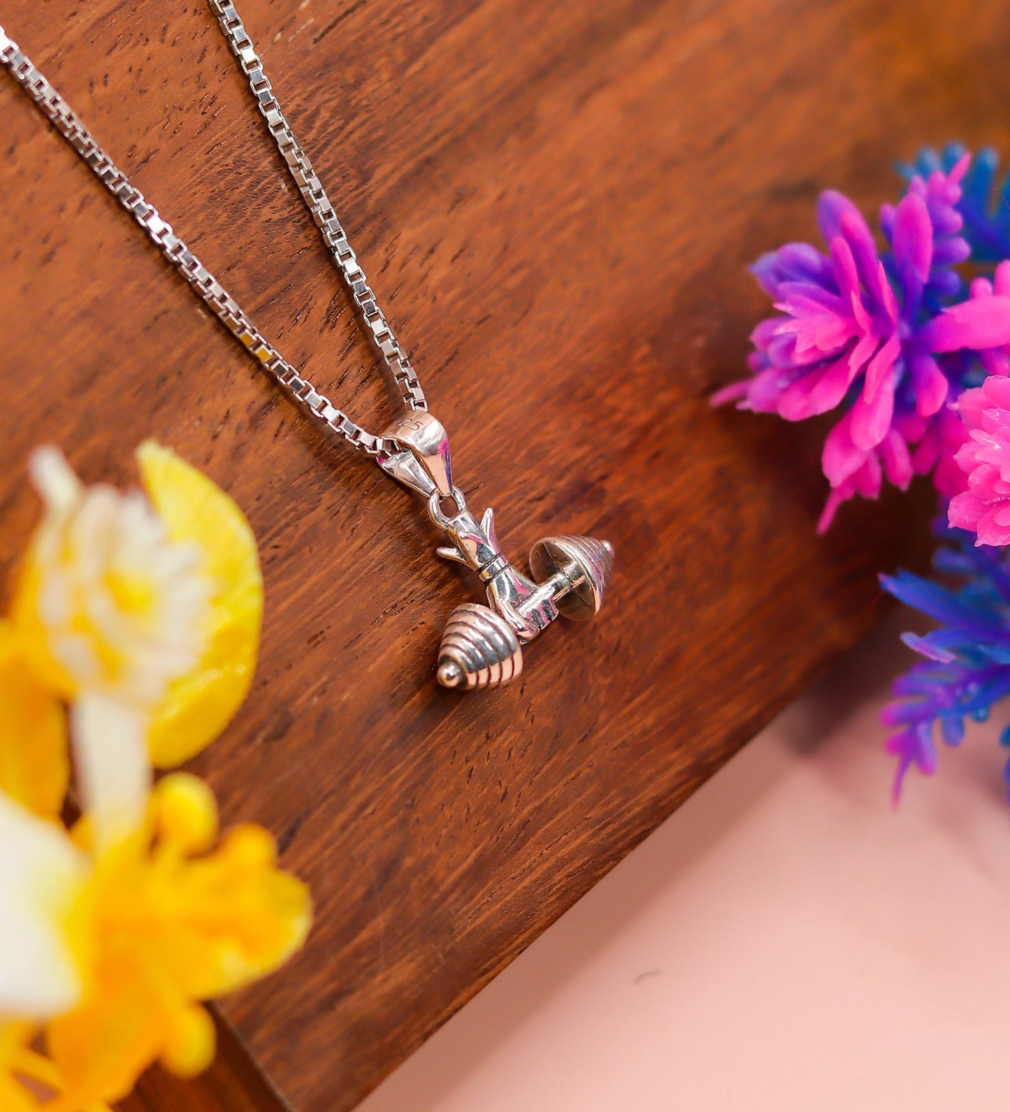Men’s 925 Sterling Silver Dumbbell Pendant