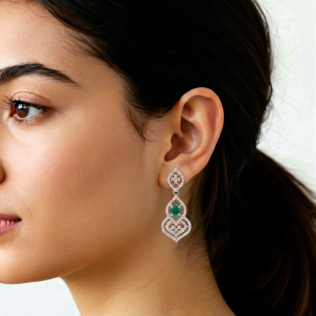 The Emerald Grace Vintage Drop Earrings