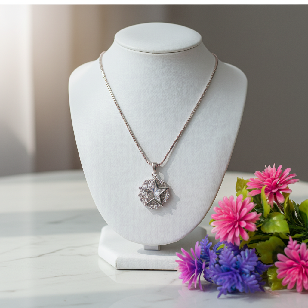 Premium 925 Sterling Silver Star Pendant – Elegant Shine with Fine Detailing