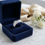 Textured High-Polish Silver Statement Ring