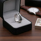 Men’s Silver Band Ring with Black Stone Detailing