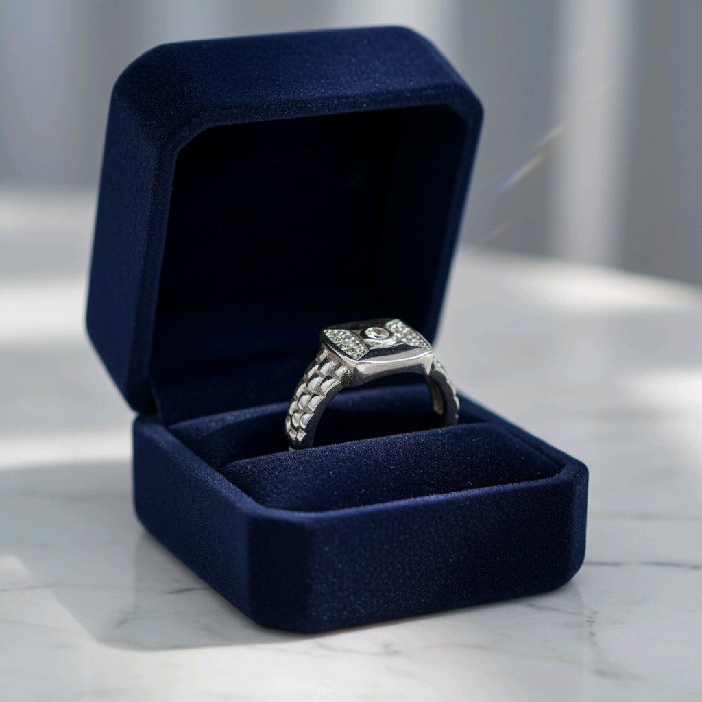 Bold Chain-Detail Silver Statement Ring
