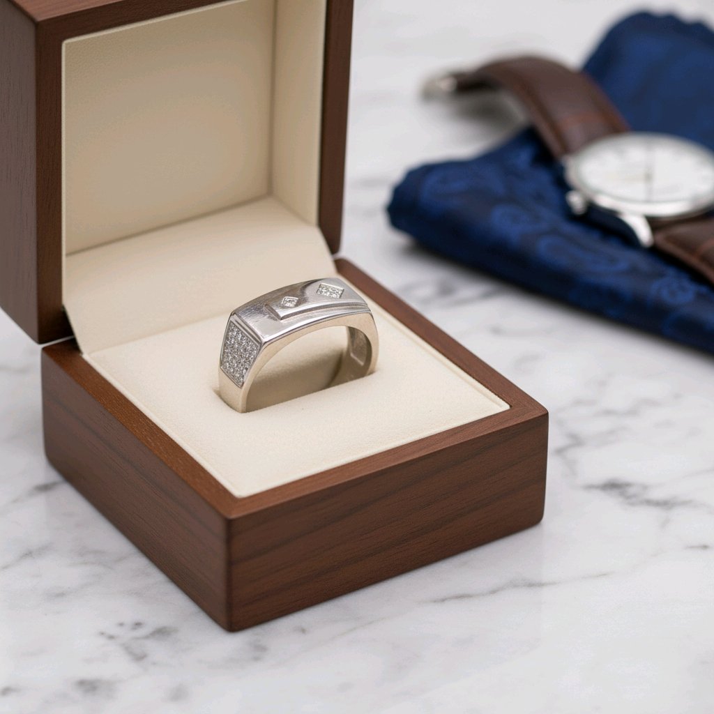 Royal Pavé Edge Silver Statement Ring