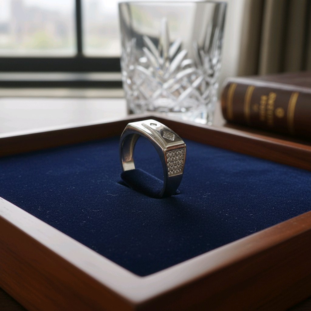 Royal Pavé Edge Silver Statement Ring