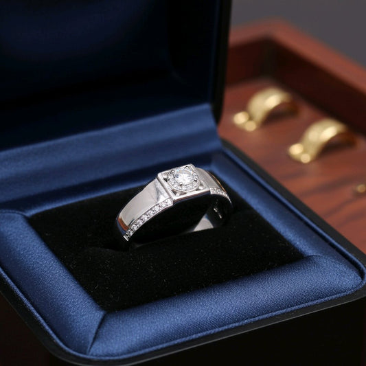 Royal Crest Solitaire Silver Ring