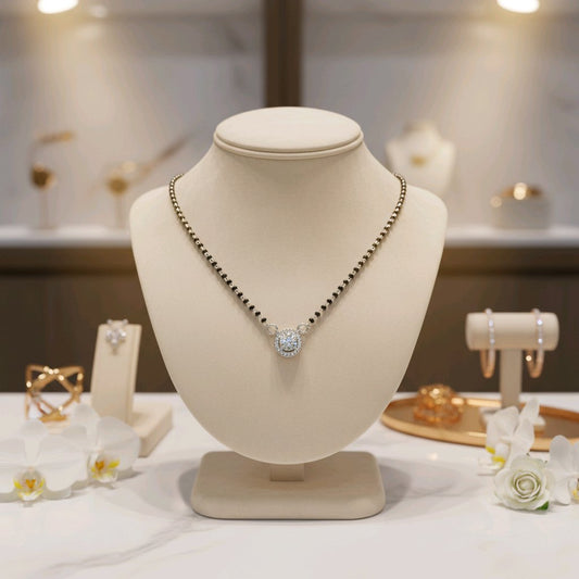 Classic 925 Silver Mangalsutra with Solitaire Charm