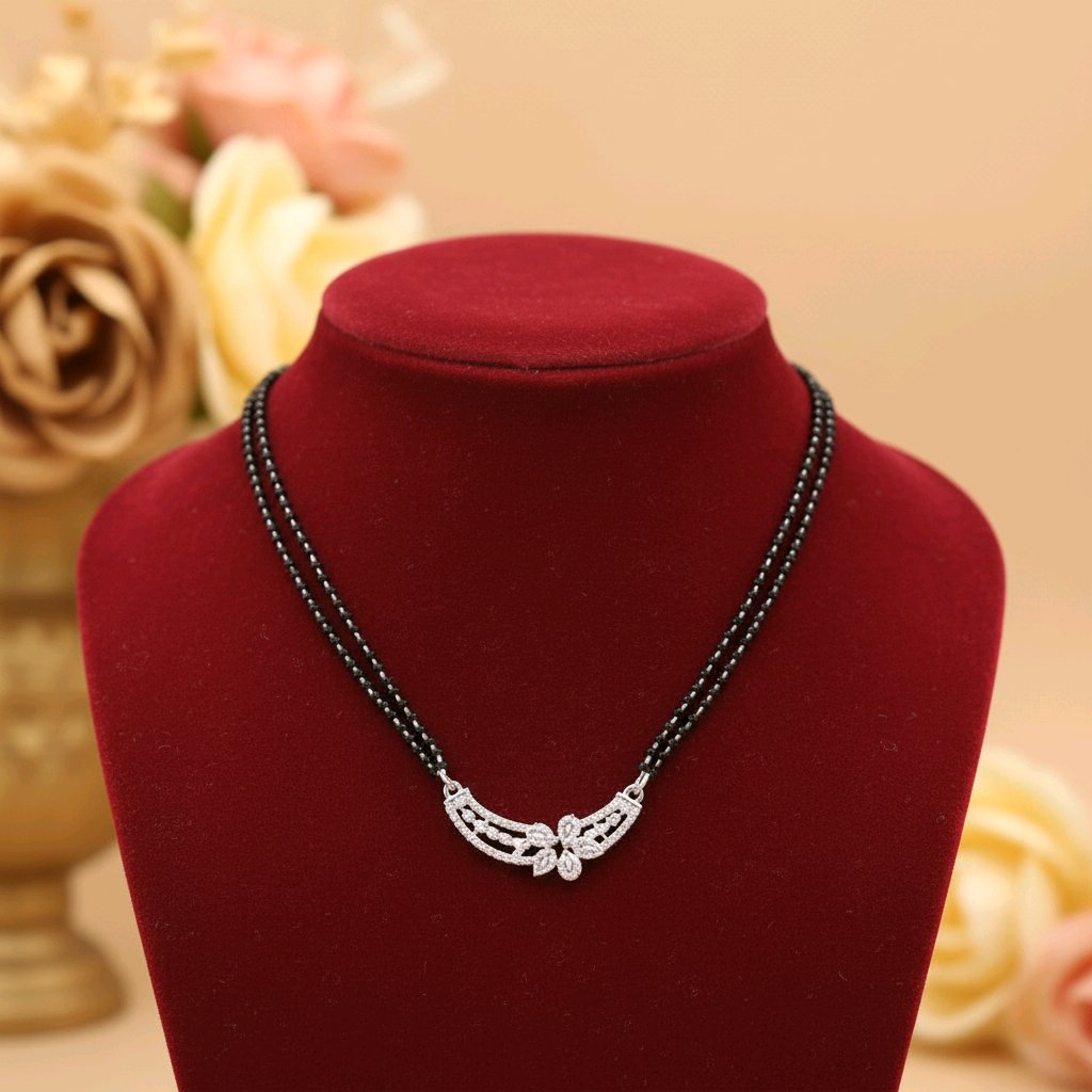 Black Beads Diamond Butterfly Mangalsutra