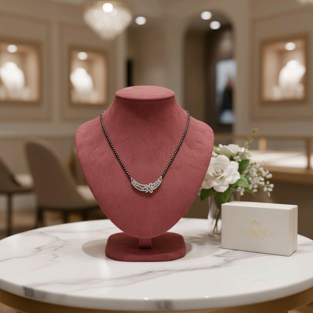 Black Beads Diamond Butterfly Mangalsutra