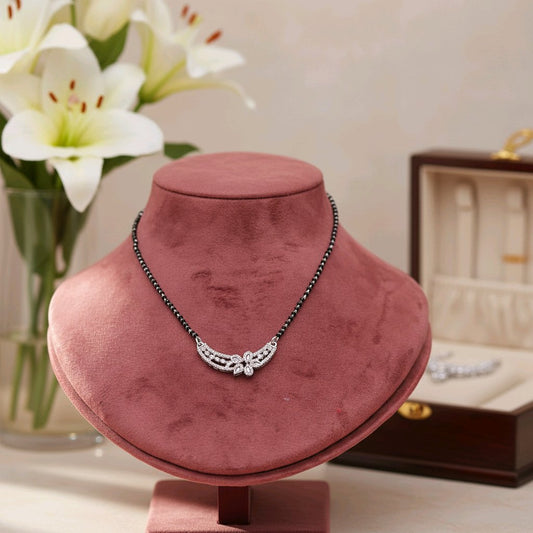 Black Beads Diamond Butterfly Mangalsutra