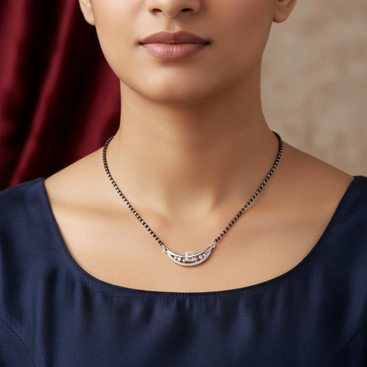 Elegant Curve Silver Mangalsutra