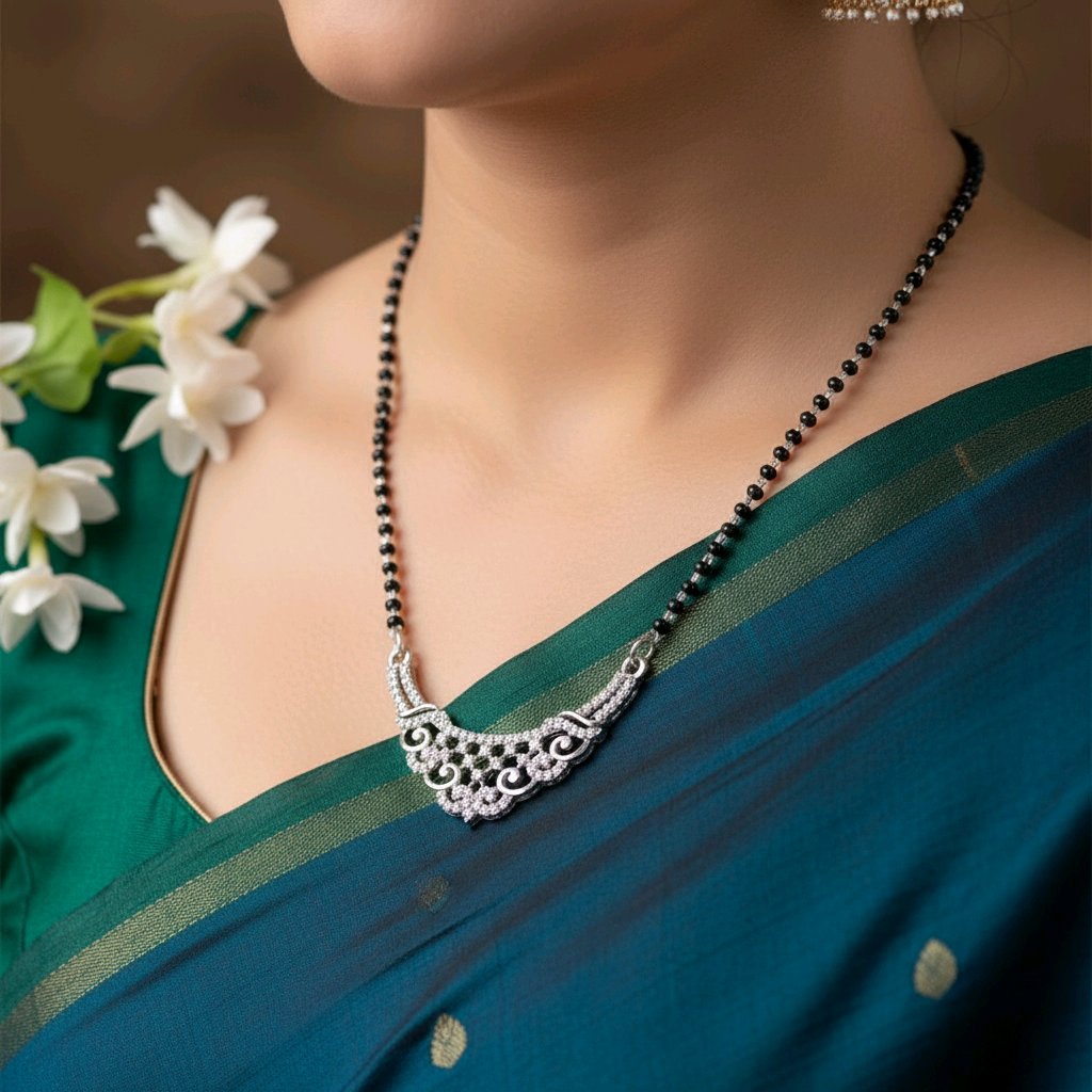 Elegant Curve Silver Mangalsutra