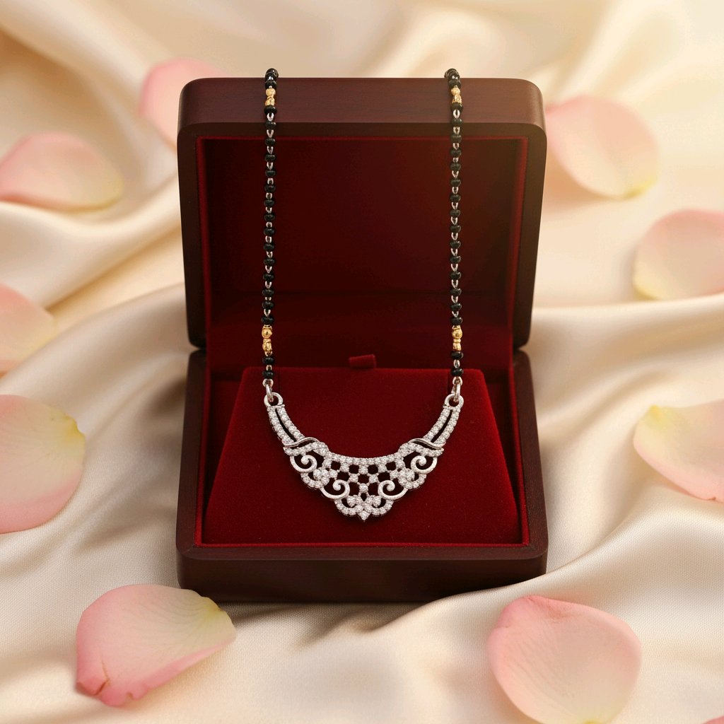 Elegant Curve Silver Mangalsutra