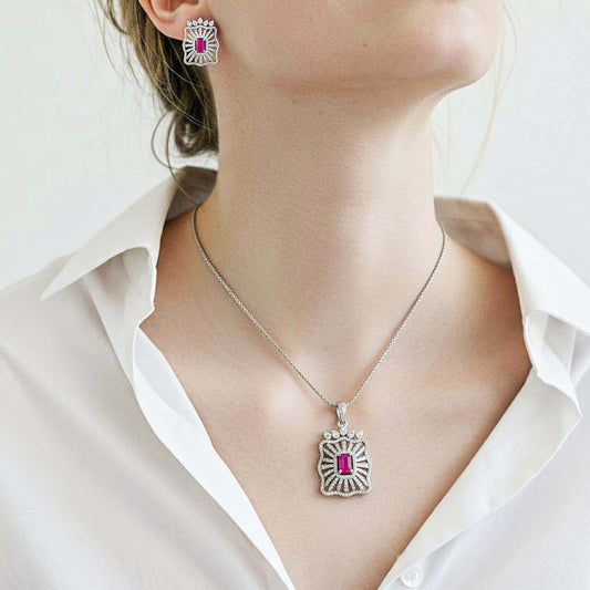 Royal Radiance Ruby Pendant Set