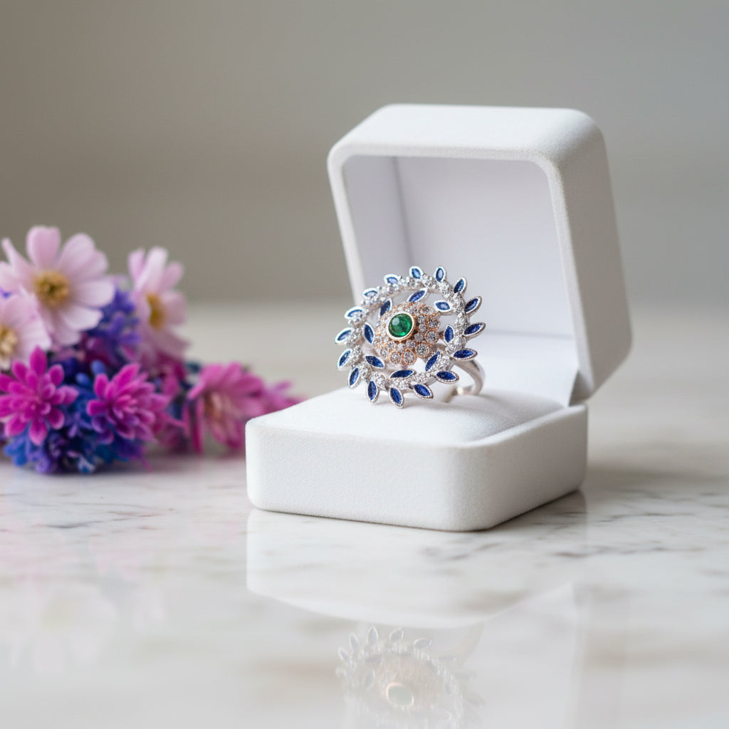 Azure Bloom Royale Silver Ring