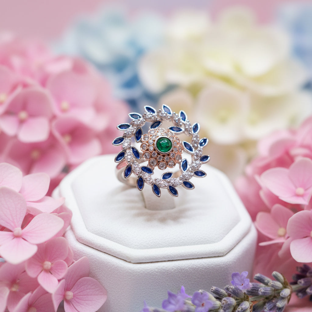 Azure Bloom Royale Silver Ring