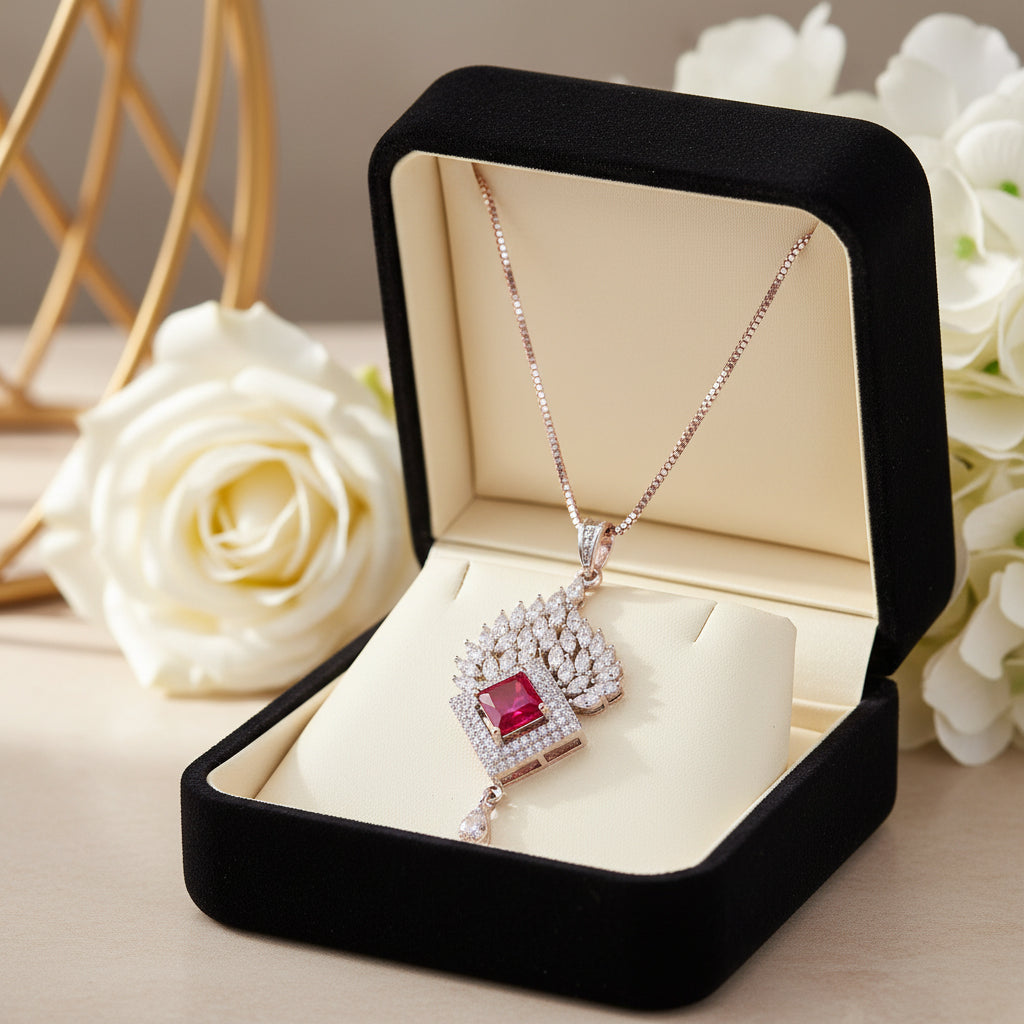 Royal Ruby Crest Pendant Set