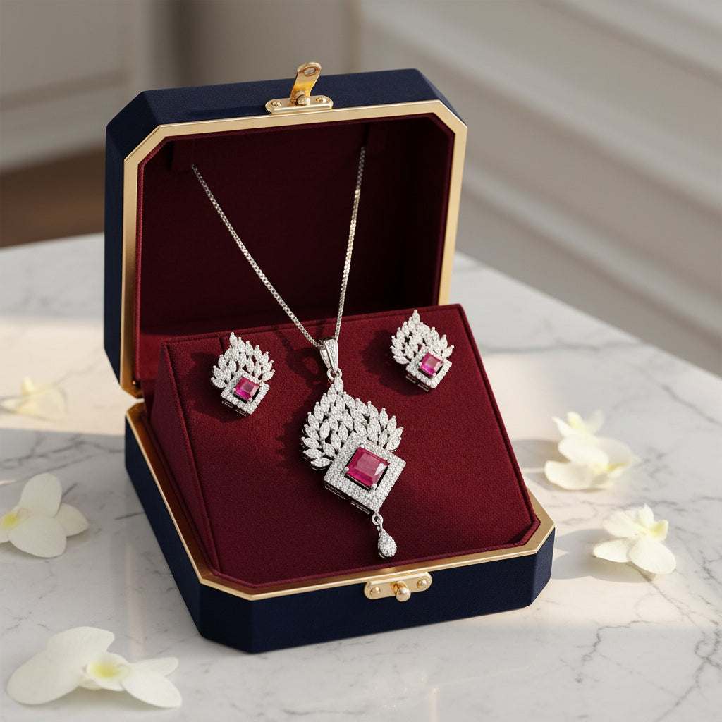 Royal Ruby Crest Pendant Set