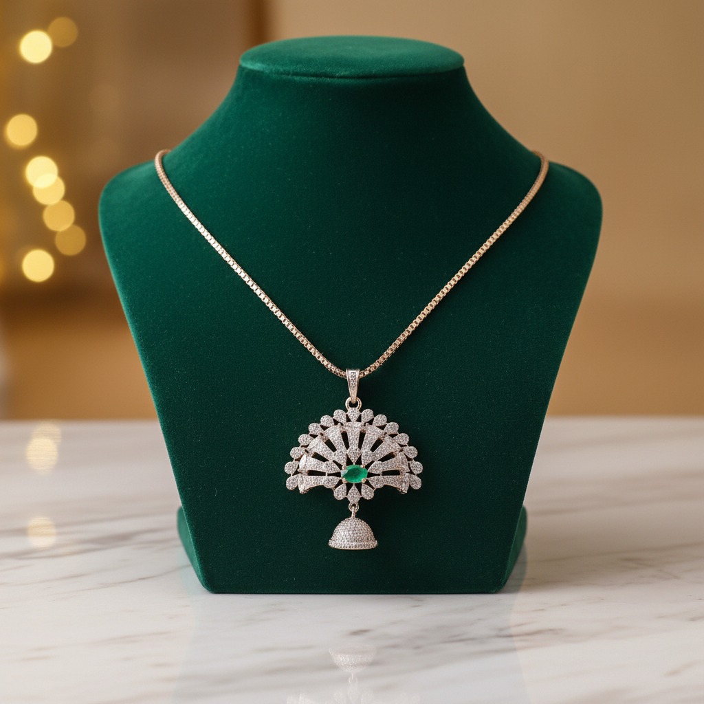 Emerald Fan Elegance Pendant