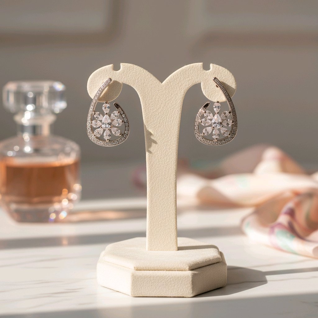 Ivory Bloom Silver Drop Earrings