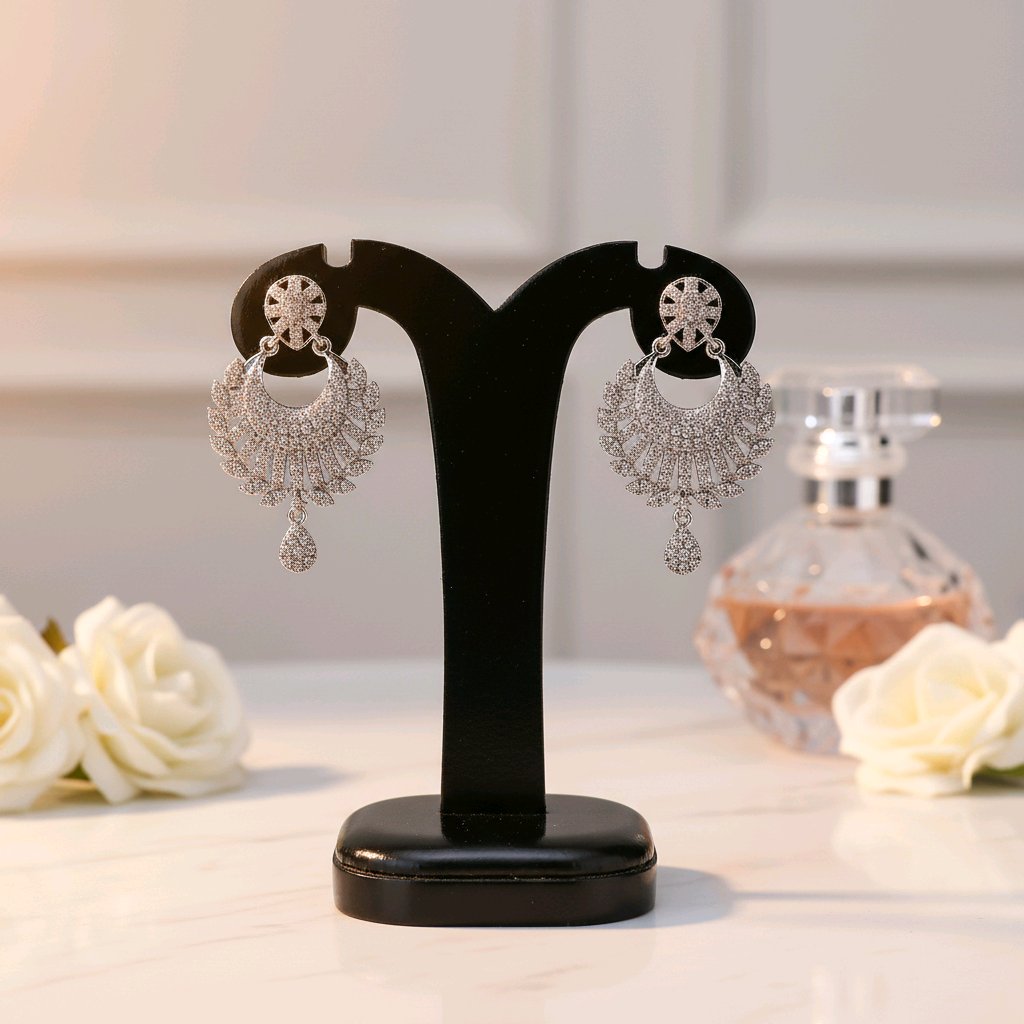 The Luna Grace Silver Chandelier Earrings