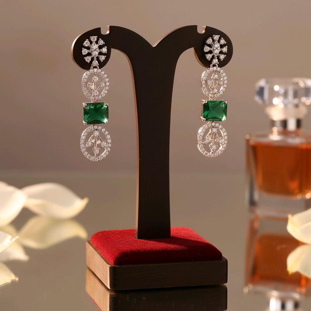 The Emerald Royale Drop Silver Earrings