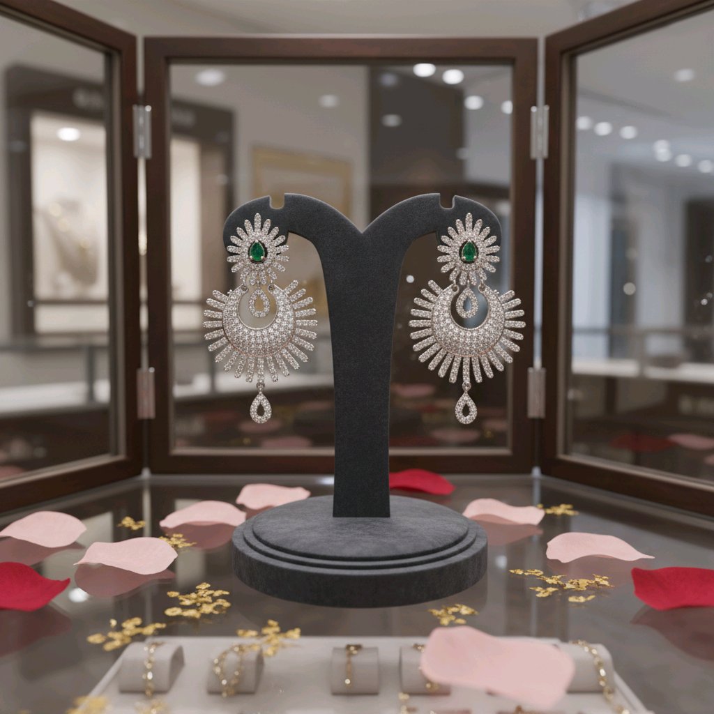 The Emerald Halo Radiance Silver Earrings