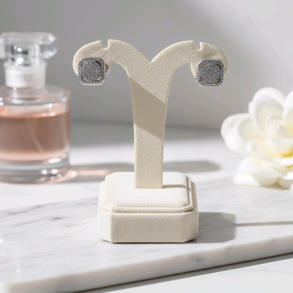 The Aurora Square Sparkle Silver Studs