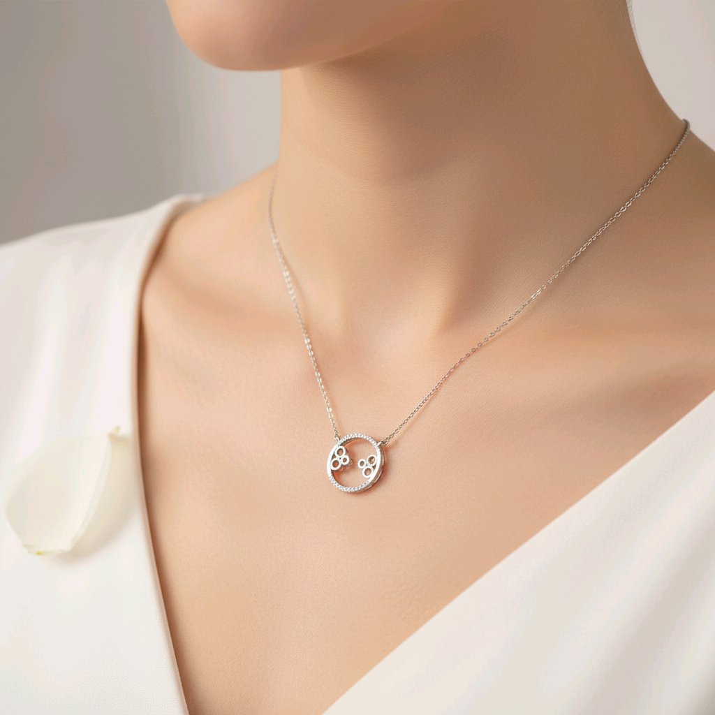 Trinity Petal Halo chain pendant