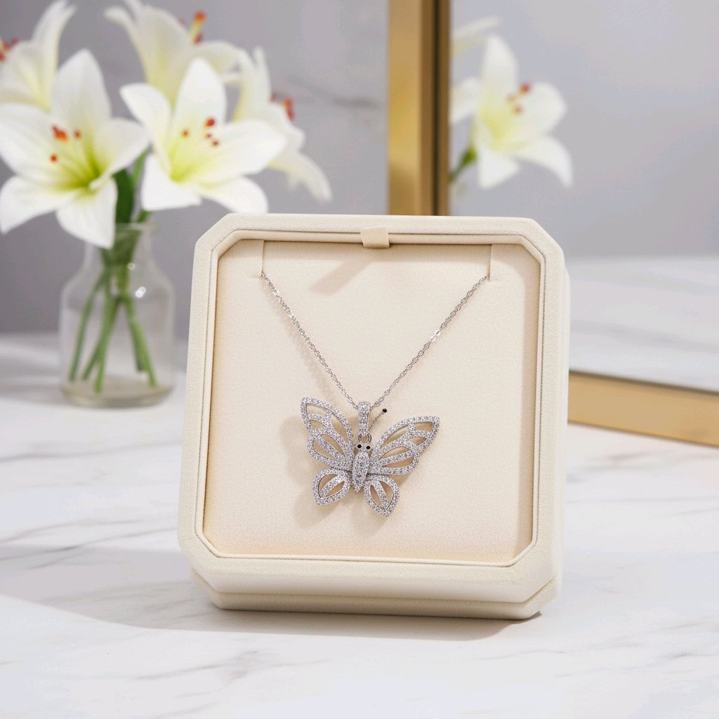 Elegant Butterfly Diamond Pendant