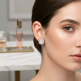 The Aurora Square Sparkle Silver Studs