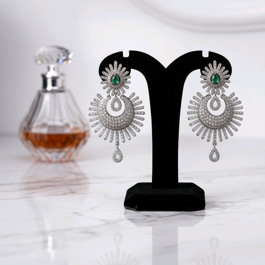 The Emerald Halo Radiance Silver Earrings