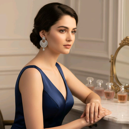 The Luna Grace Silver Chandelier Earrings