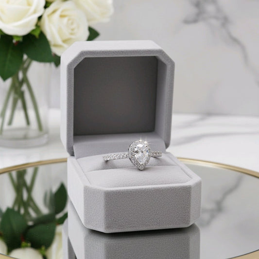 Graceful Teardrop Promise Silver Ring