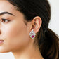 Ruby Pink Floral Stud Drop